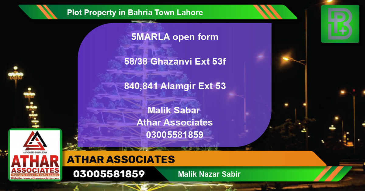 Residential Plot for Sale in Bahria Town, Lahore - (BP-76183)