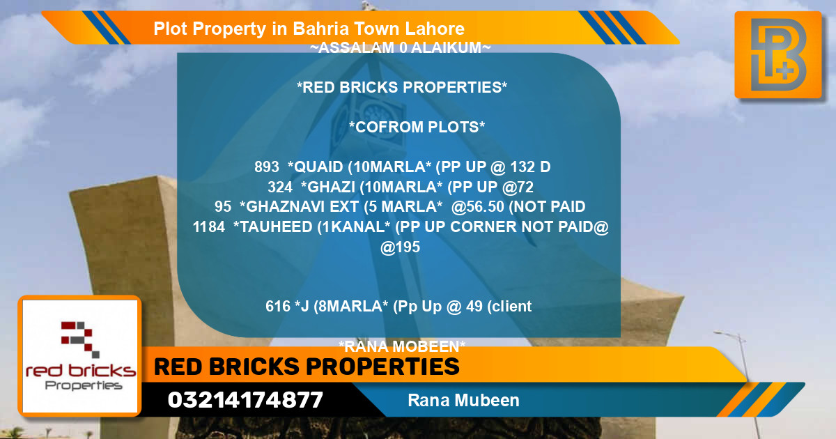 Residential Plot for Sale in Bahria Town, Lahore - (BP-76187)