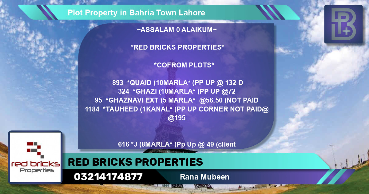 Residential Plot for Sale in Bahria Town, Lahore - (BP-76188)