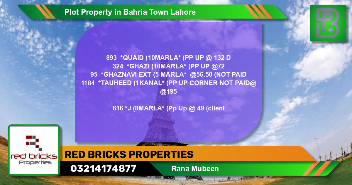 Residential Plot for Sale in Bahria Town, Lahore - (BP-76191)