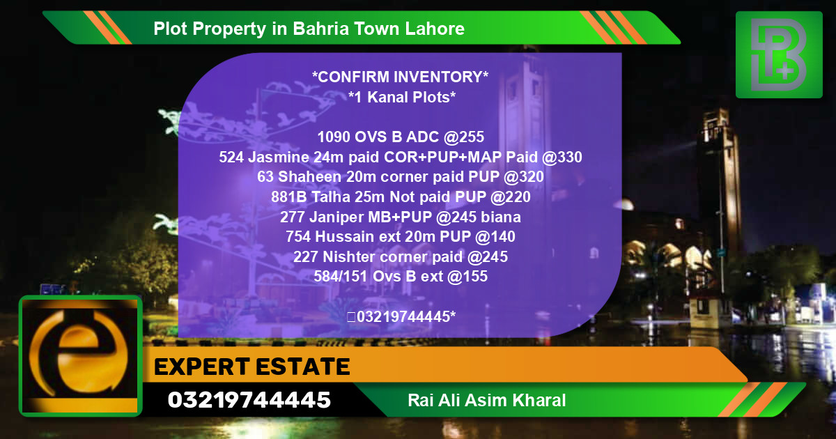 Residential Plot for Sale in Bahria Town, Lahore - (BP-76192)