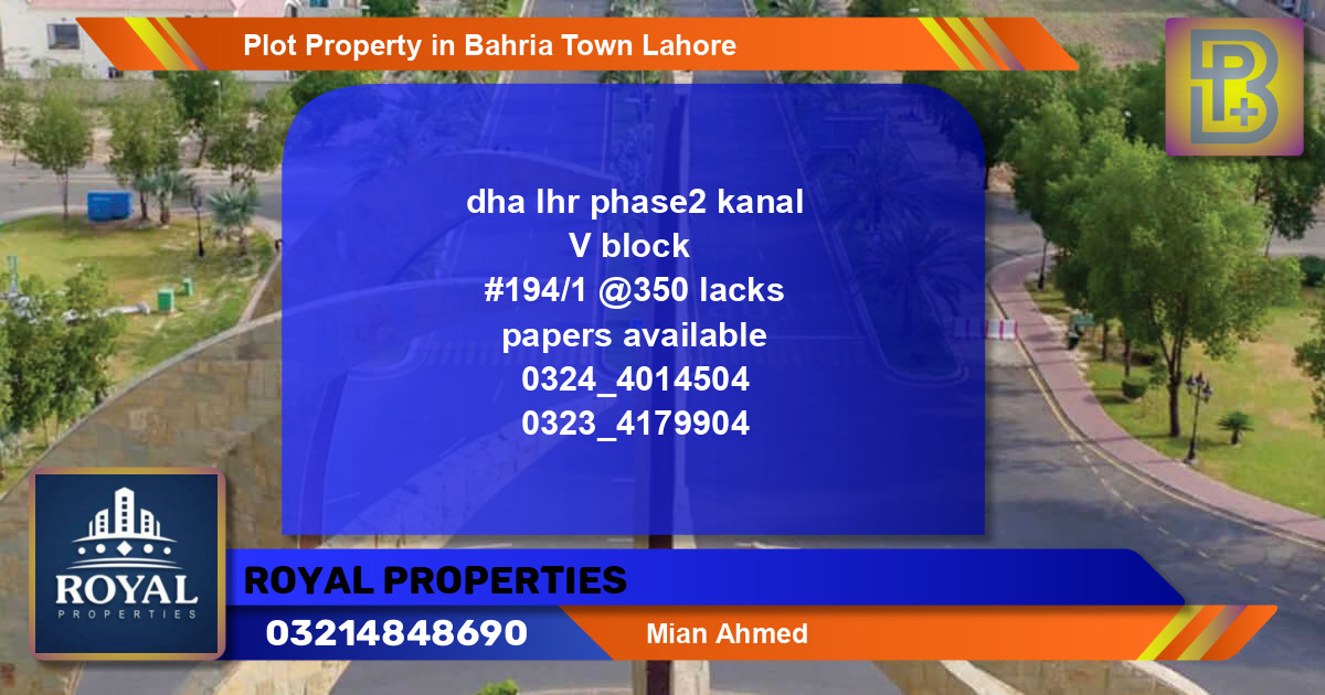 Residential Plot for Sale in Bahria Town, Lahore - (BP-76197)