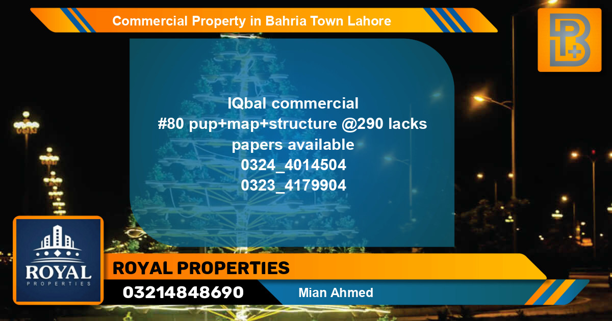 Commercial Property for Sale in Bahria Town, Lahore - (BP-76202)