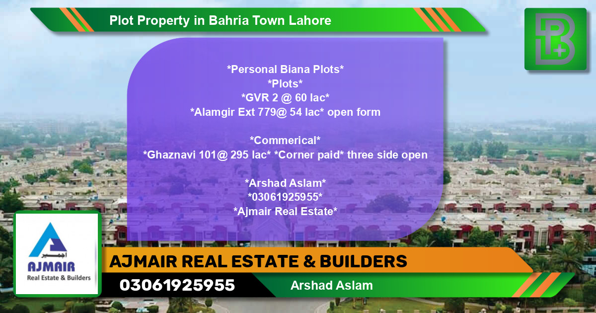 Residential Plot for Sale in Bahria Town, Lahore - (BP-76223)