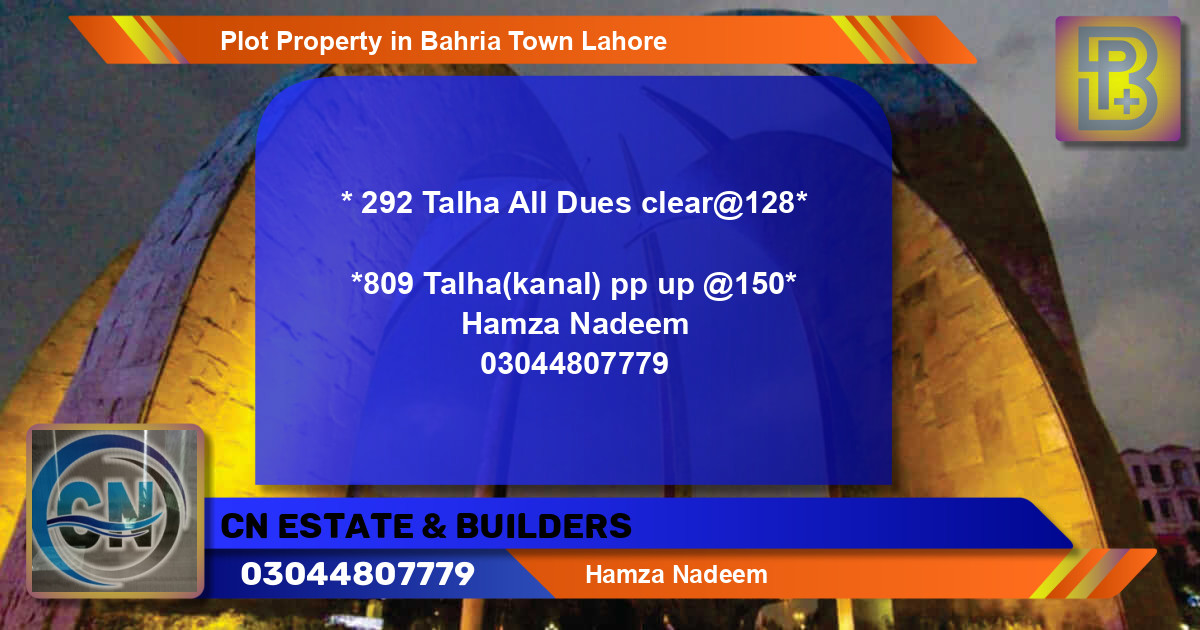 Residential Plot for Sale in Bahria Town, Lahore - (BP-76233)