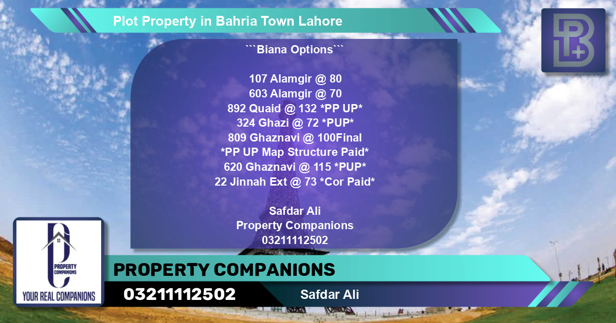 Residential Plot for Sale in Bahria Town, Lahore - (BP-76236)