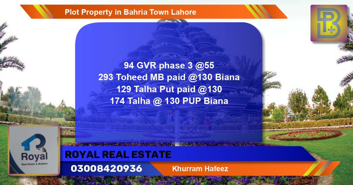 Residential Plot for Sale in Bahria Town, Lahore - (BP-76243)
