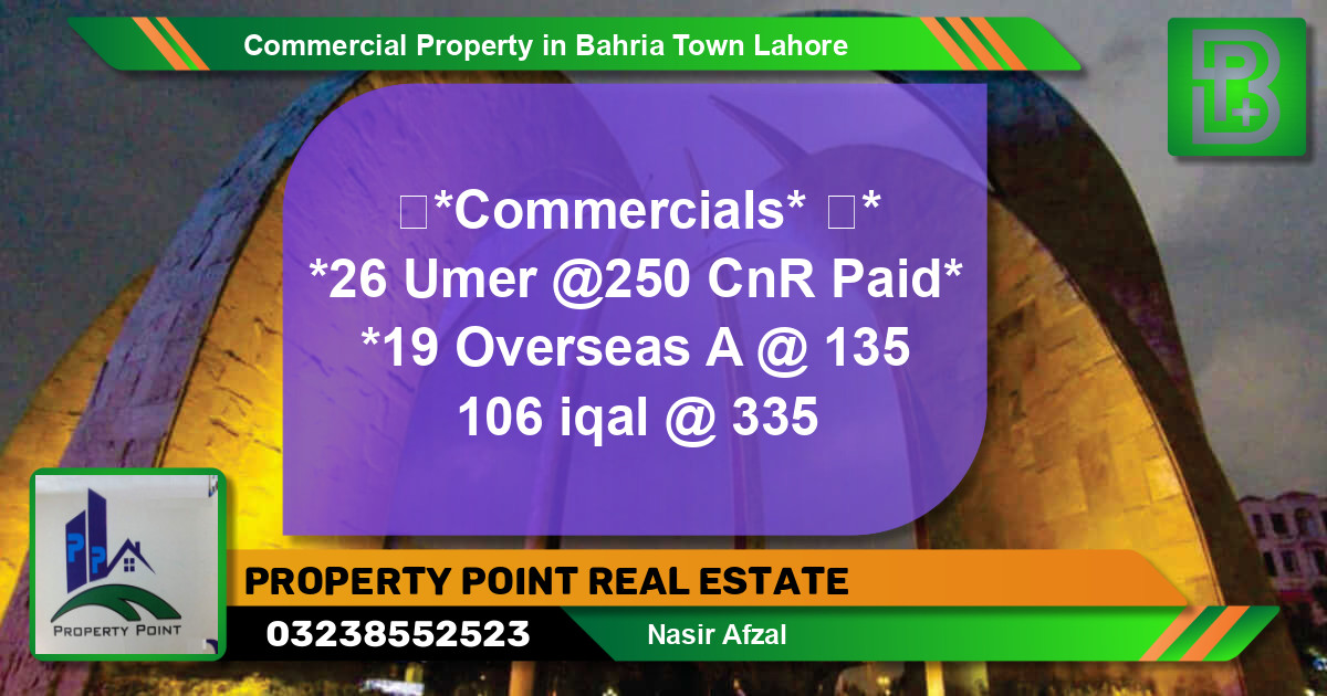 Commercial Property for Sale in Bahria Town, Lahore - (BP-76248)