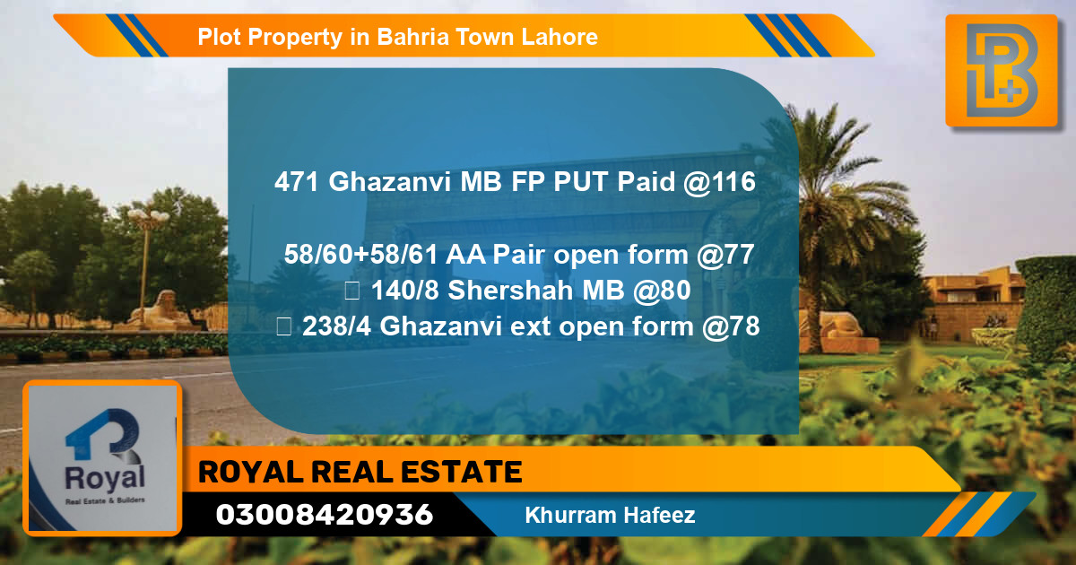 Residential Plot for Sale in Bahria Town, Lahore - (BP-76249)