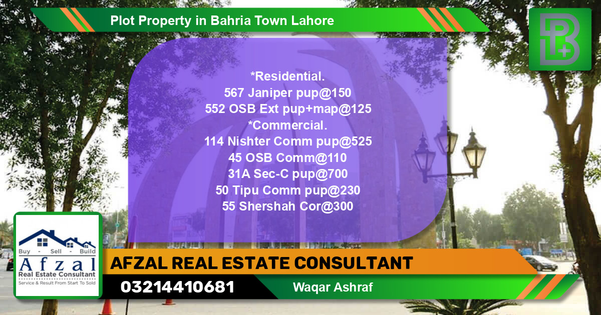 Commercial Plot for Sale in Bahria Town, Lahore - (BP-76295)