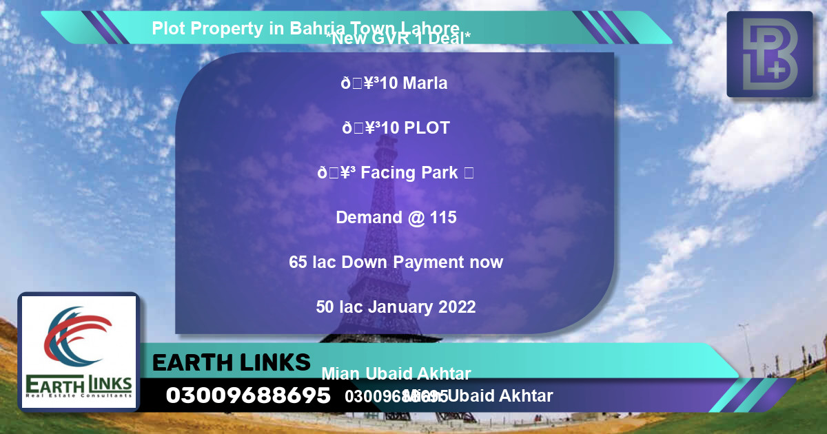Residential Plot for Sale in Bahria Town, Lahore - (BP-76323)