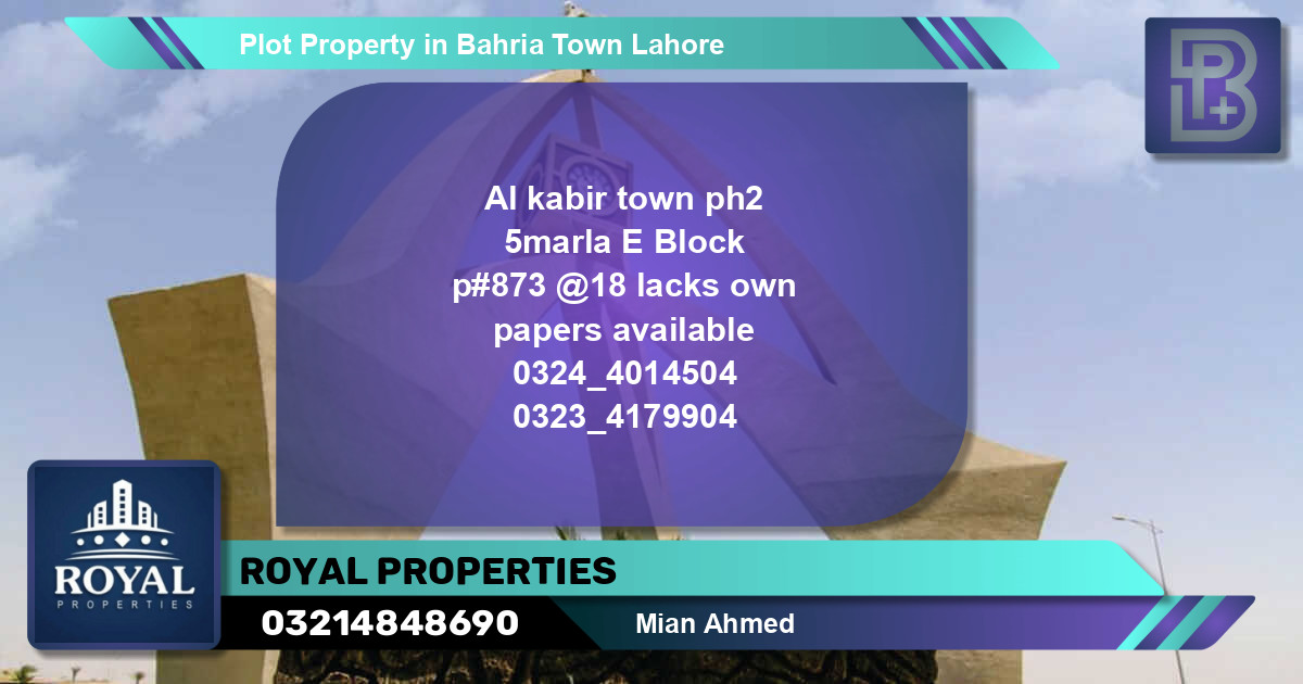 Residential Plot for Sale in Bahria Town, Lahore - (BP-76327)