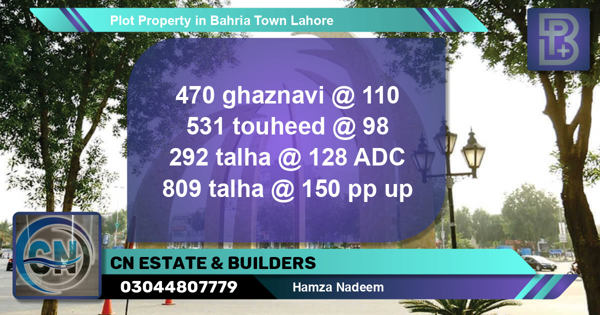 Residential Plot for Sale in Bahria Town, Lahore - (BP-76348)