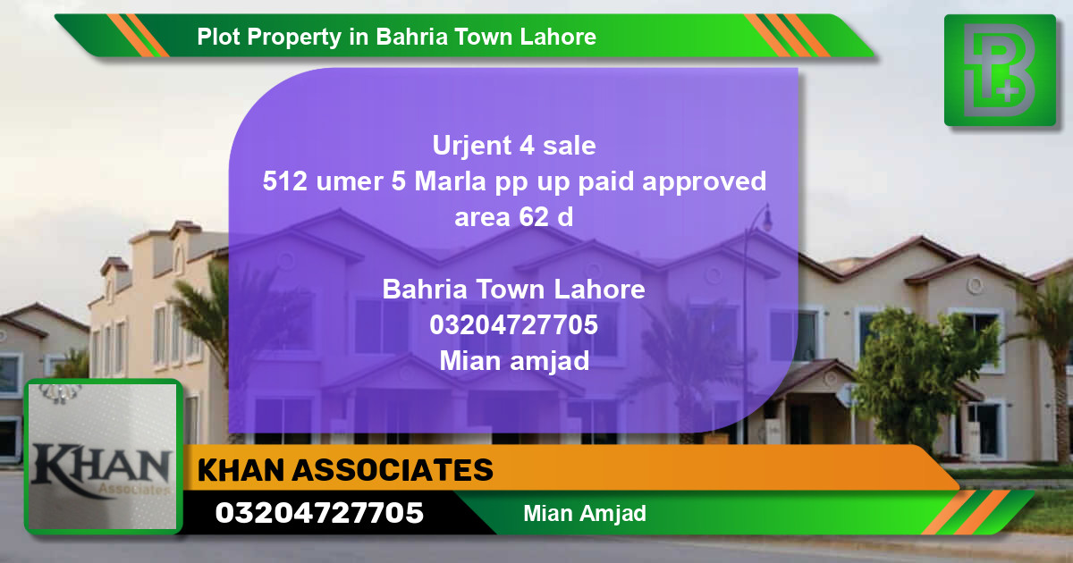 Residential Plot for Sale in Bahria Town, Lahore - (BP-76370)