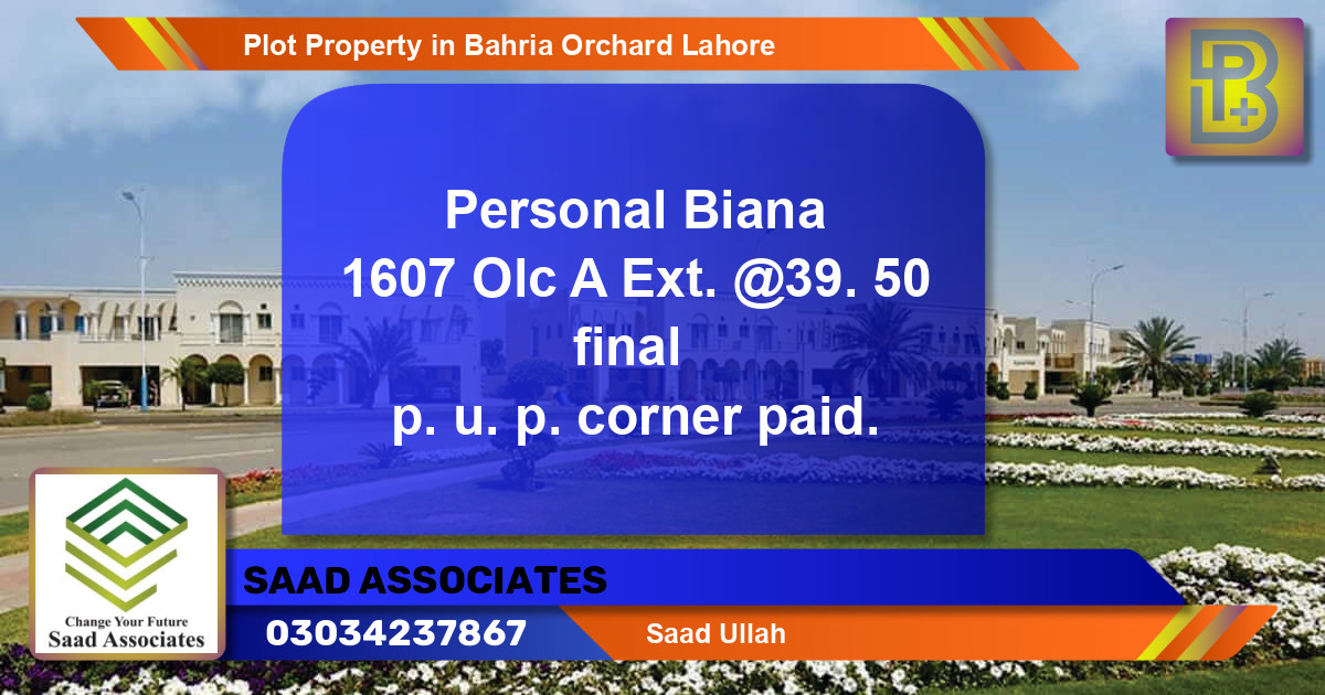 Residential Plot for Sale in Bahria Orchard, Lahore - (BP-76400)