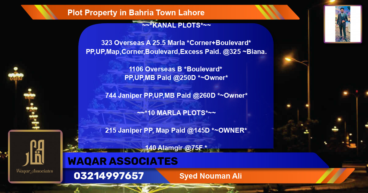 Residential Plot for Sale in Bahria Town, Lahore - (BP-76410)