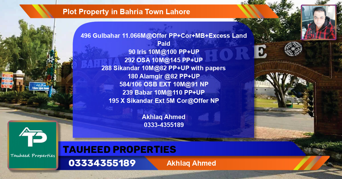 Residential Plot for Sale in Bahria Town, Lahore - (BP-76423)