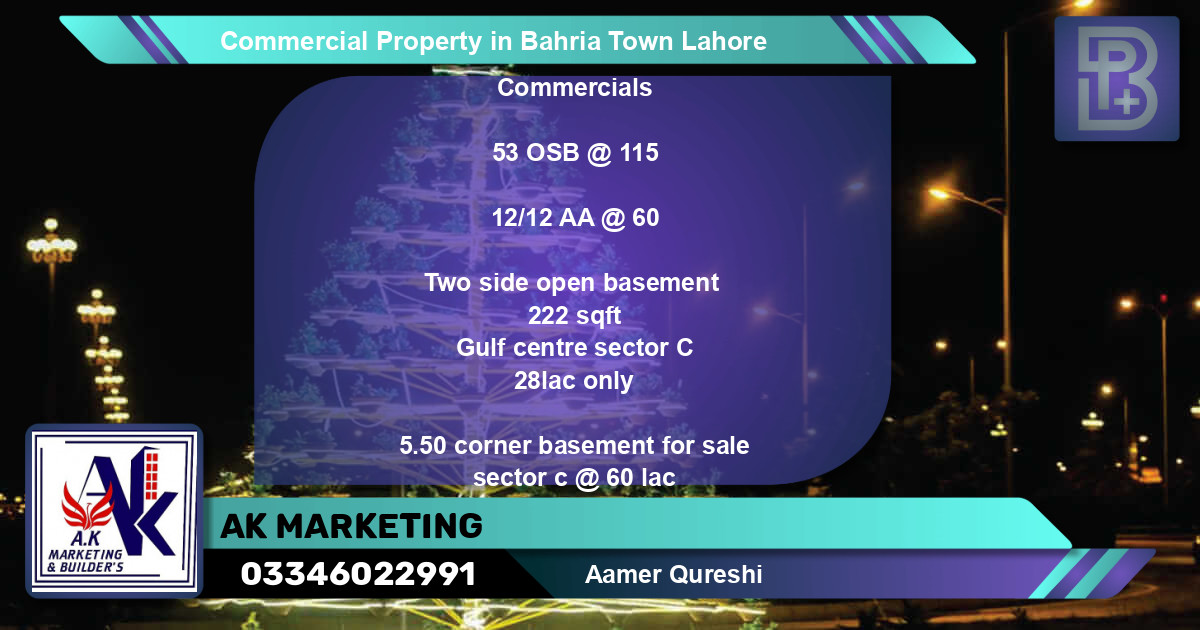 Commercial Property for Sale in Bahria Town, Lahore - (BP-76471)