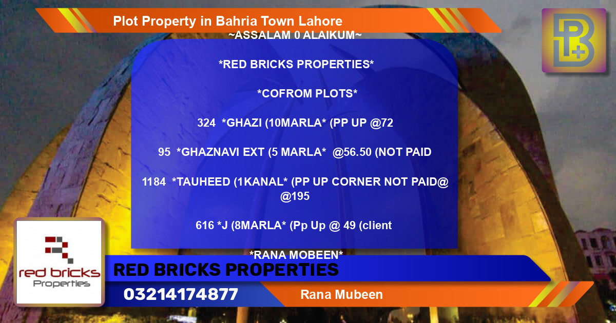 Residential Plot for Sale in Bahria Town, Lahore - (BP-76476)