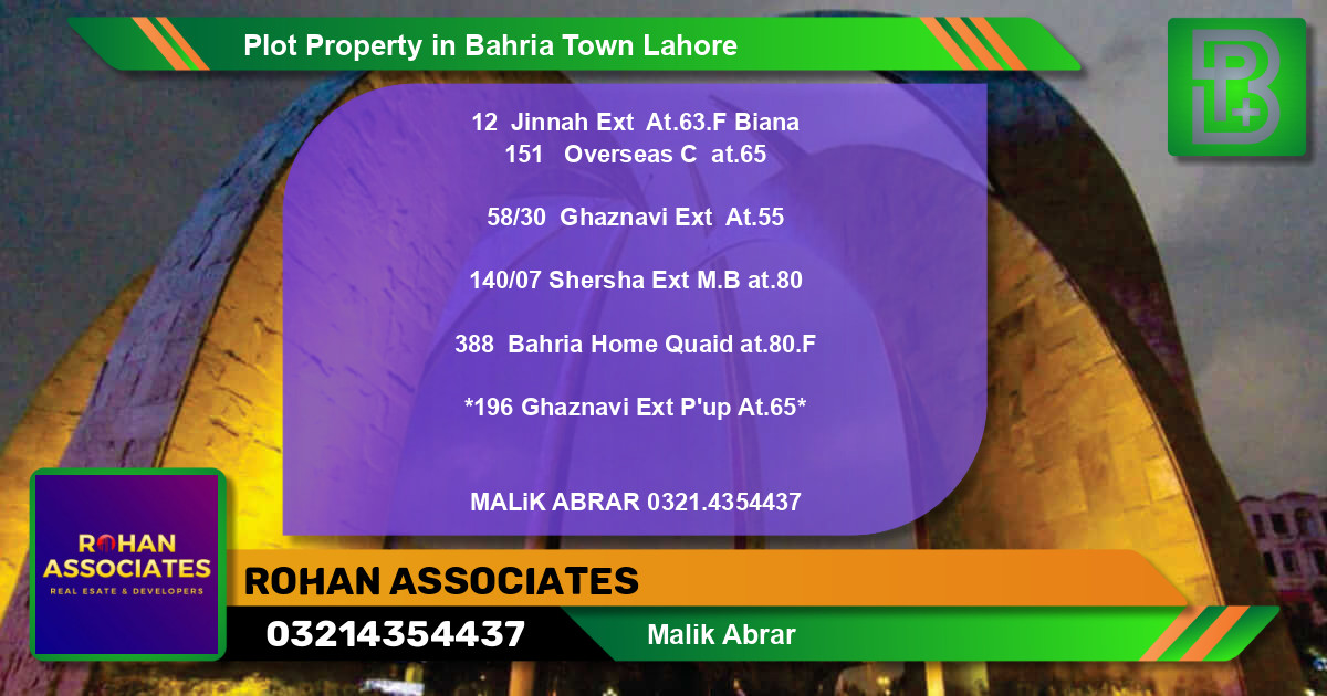 Residential Plot for Sale in Bahria Town, Lahore - (BP-76481)