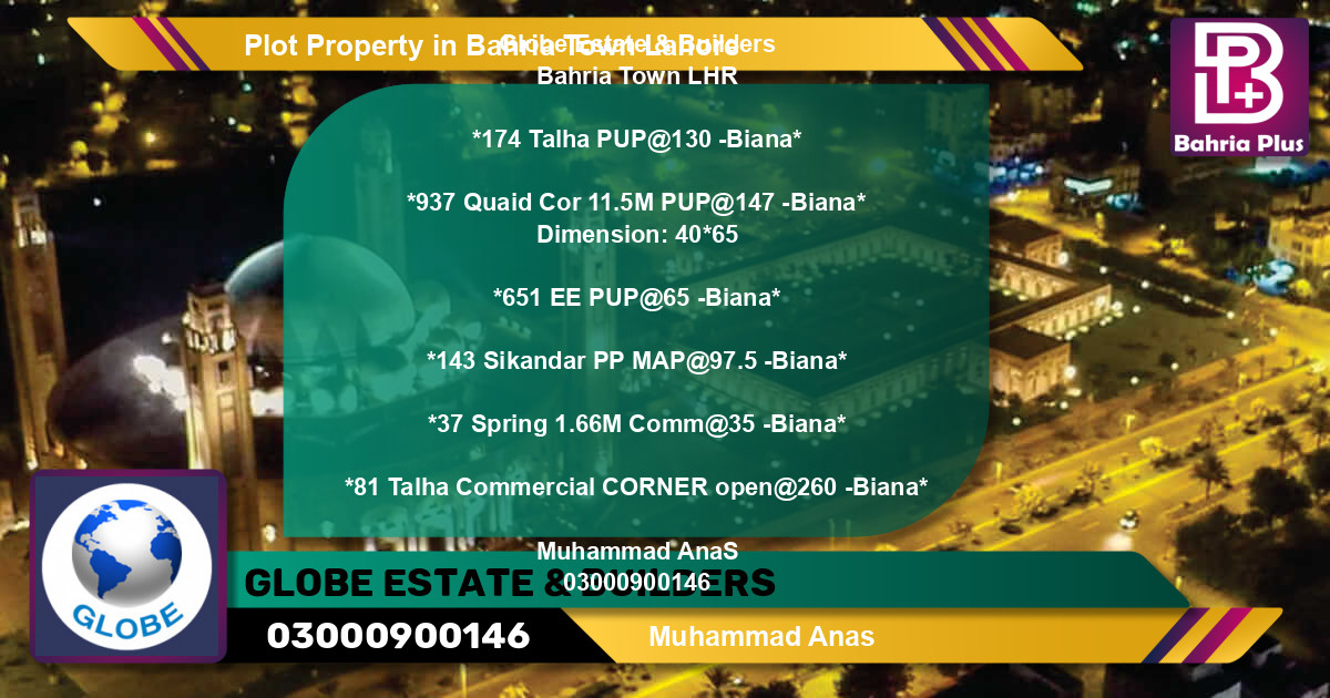 Commercial Plot for Sale in Bahria Town, Lahore - (BP-76489)