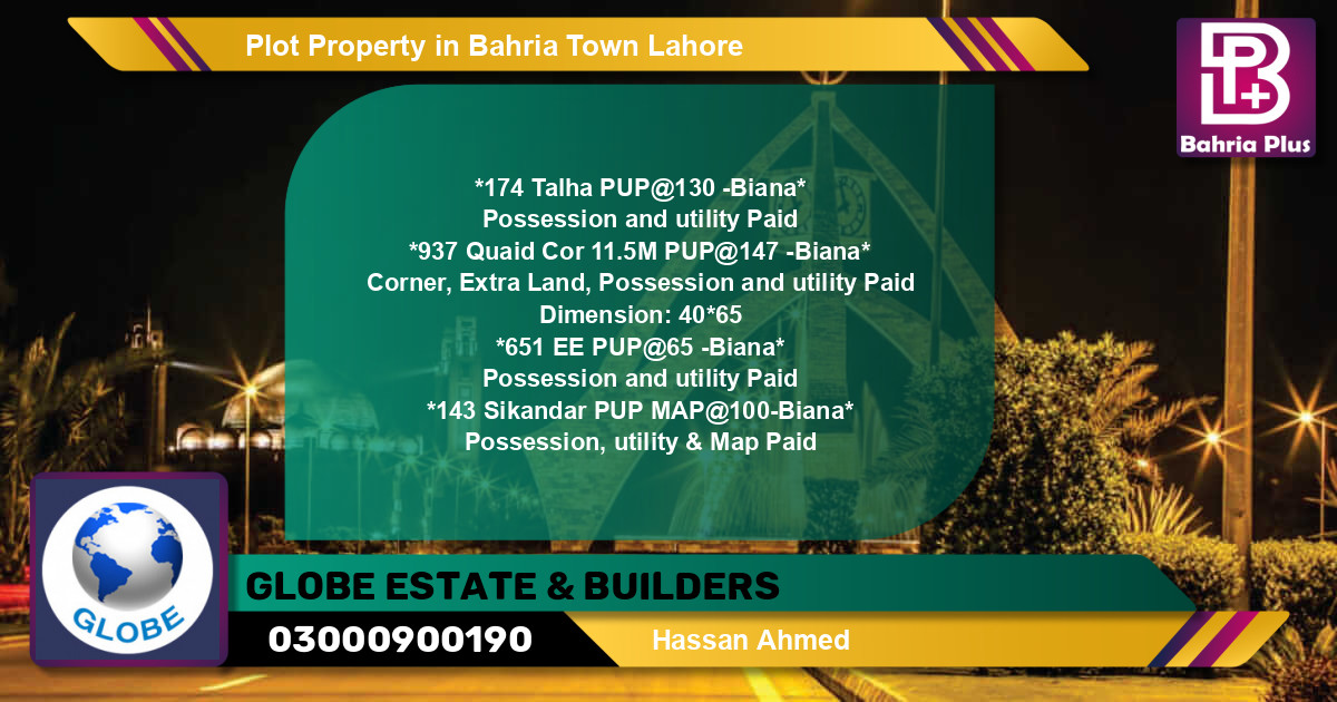 Residential Plot for Sale in Bahria Town, Lahore - (BP-76505)