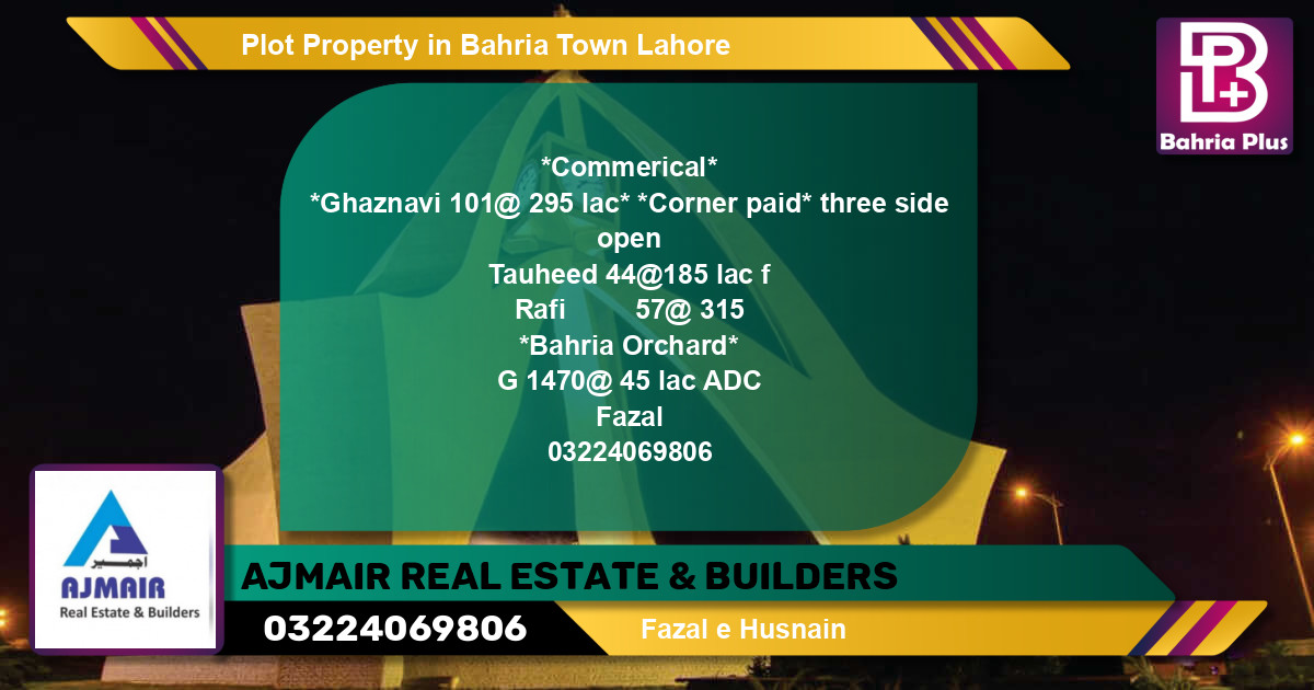Residential Plot for Sale in Bahria Town, Lahore - (BP-76508)