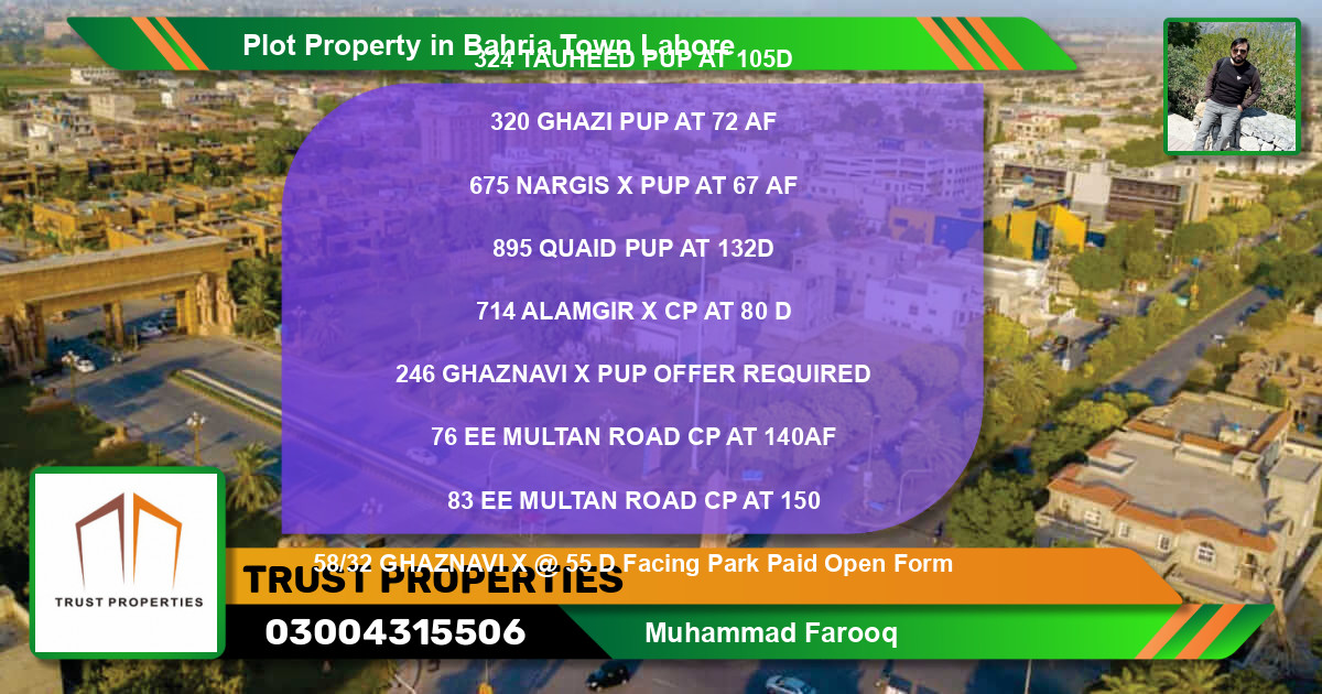 Residential Plot for Sale in Bahria Town, Lahore - (BP-76509)
