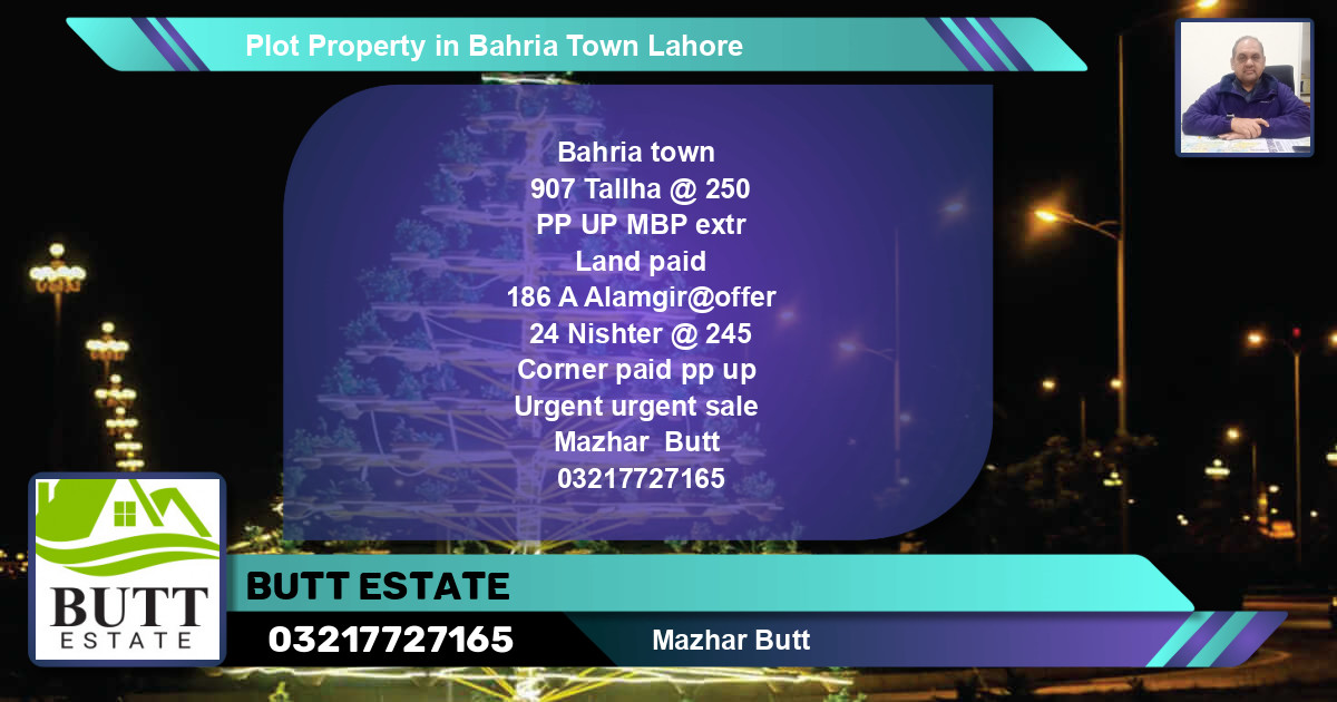 Residential Plot for Sale in Bahria Town, Lahore - (BP-76511)