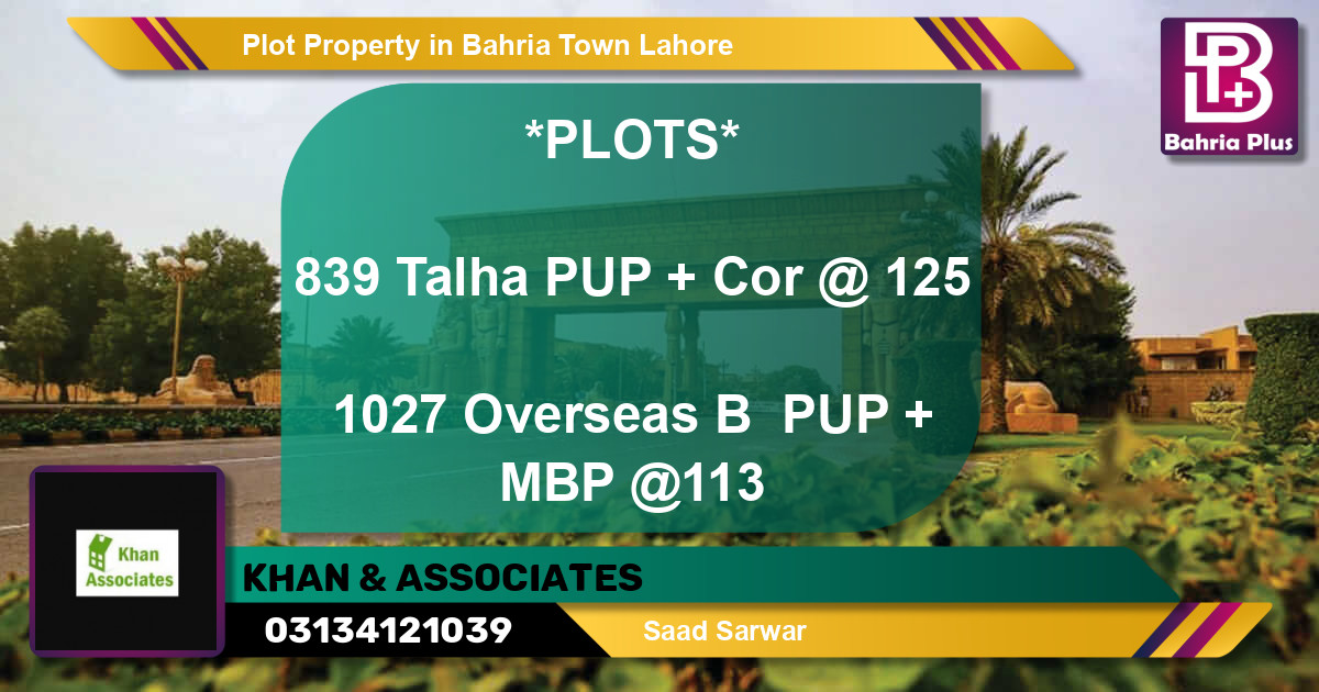 Residential Plot for Sale in Bahria Town, Lahore - (BP-76512)