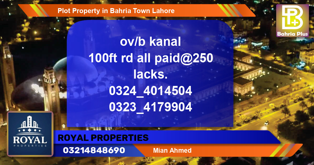 Residential Plot for Sale in Bahria Town, Lahore - (BP-76518)