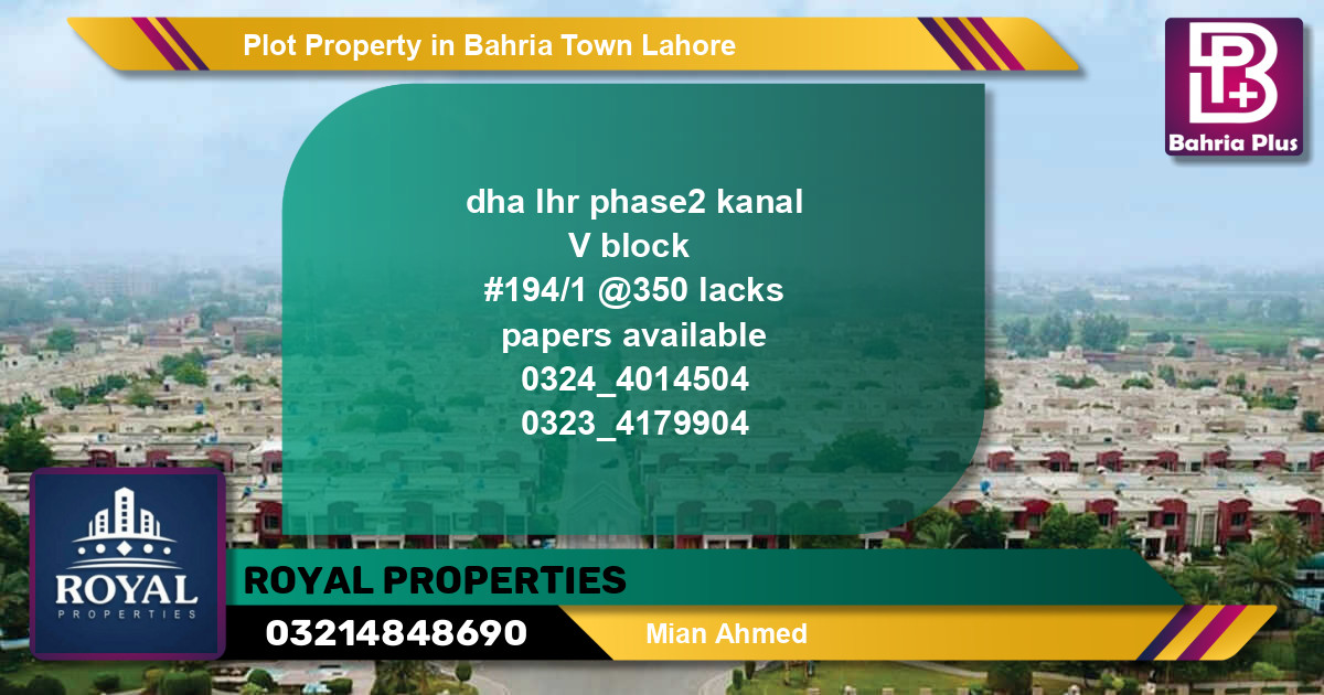 Residential Plot for Sale in Bahria Town, Lahore - (BP-76519)