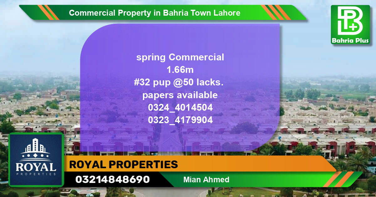 Commercial Property for Sale in Bahria Town, Lahore - (BP-76522)