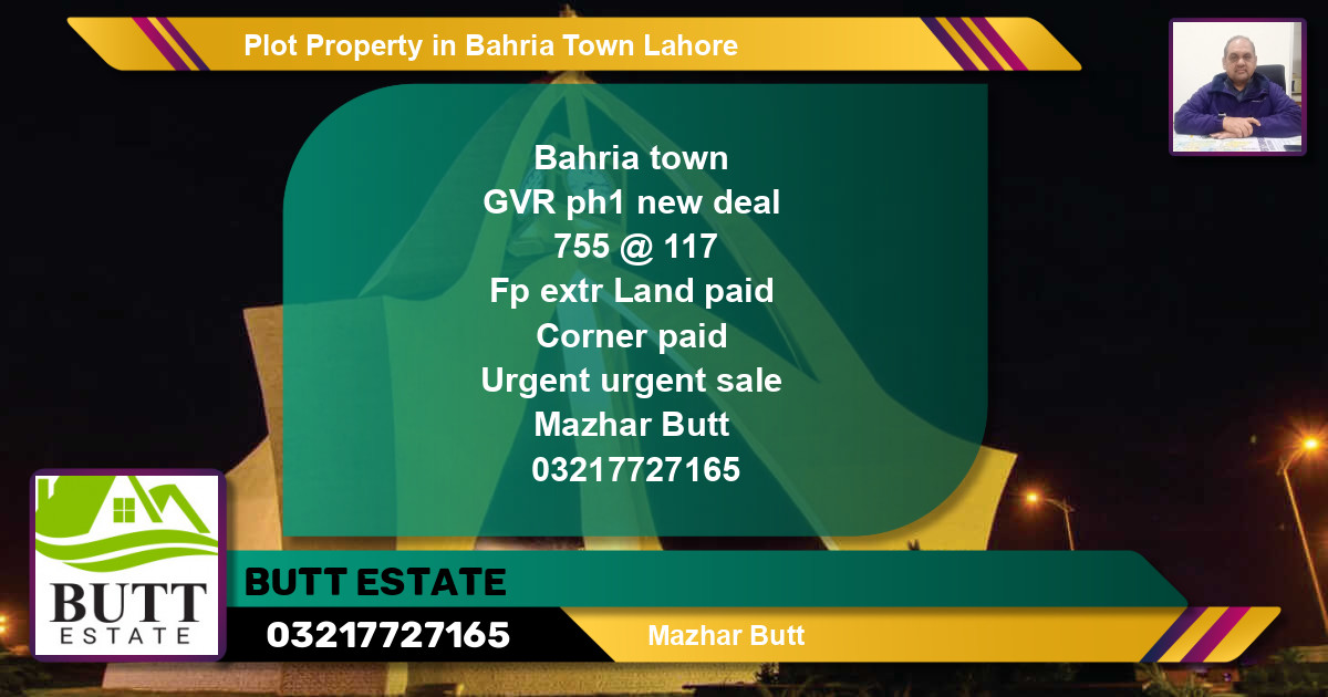 Residential Plot for Sale in Bahria Town, Lahore - (BP-76540)