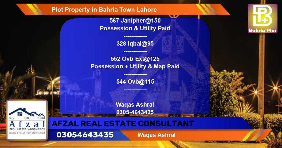 Residential Plot for Sale in Bahria Town, Lahore - (BP-76550)
