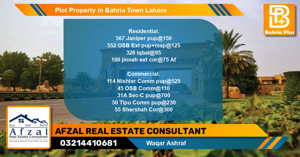 Commercial Plot for Sale in Bahria Town, Lahore - (BP-76558)