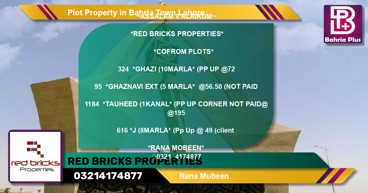 Residential Plot for Sale in Bahria Town, Lahore - (BP-76567)