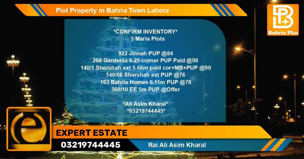 Residential Plot for Sale in Bahria Town, Lahore - (BP-76568)