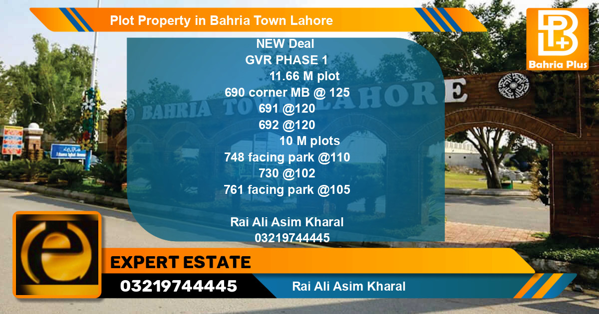 Residential Plot for Sale in Bahria Town, Lahore - (BP-76570)