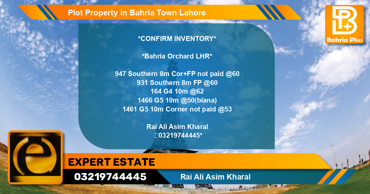 Residential Plot for Sale in Bahria Town, Lahore - (BP-76571)