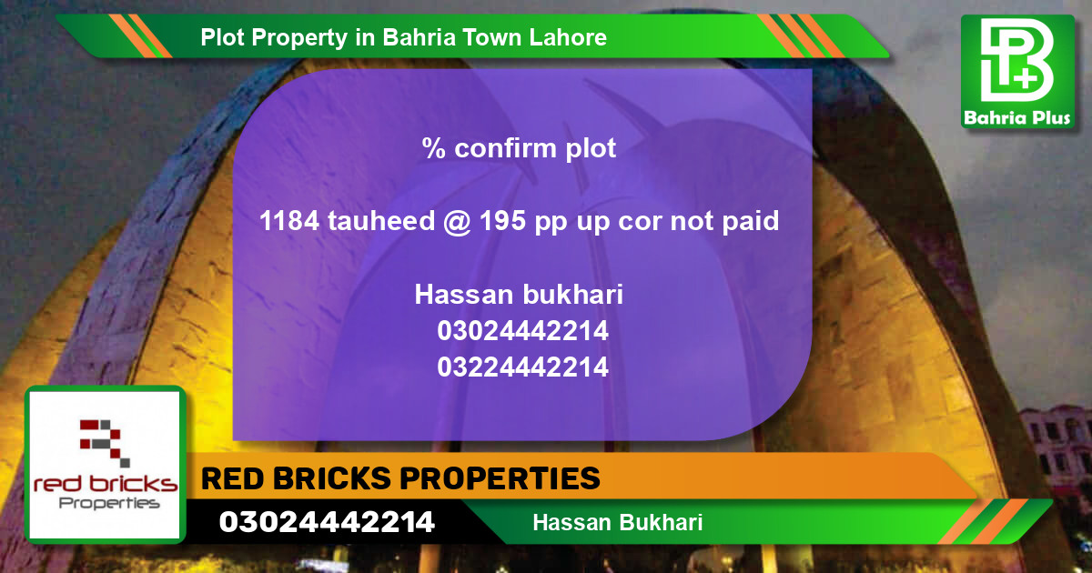 Residential Plot for Sale in Bahria Town, Lahore - (BP-76609)