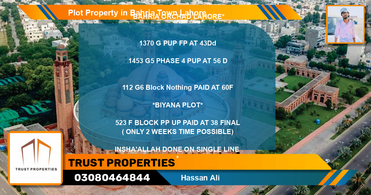 Residential Plot for Sale in Bahria Town, Lahore - (BP-76611)