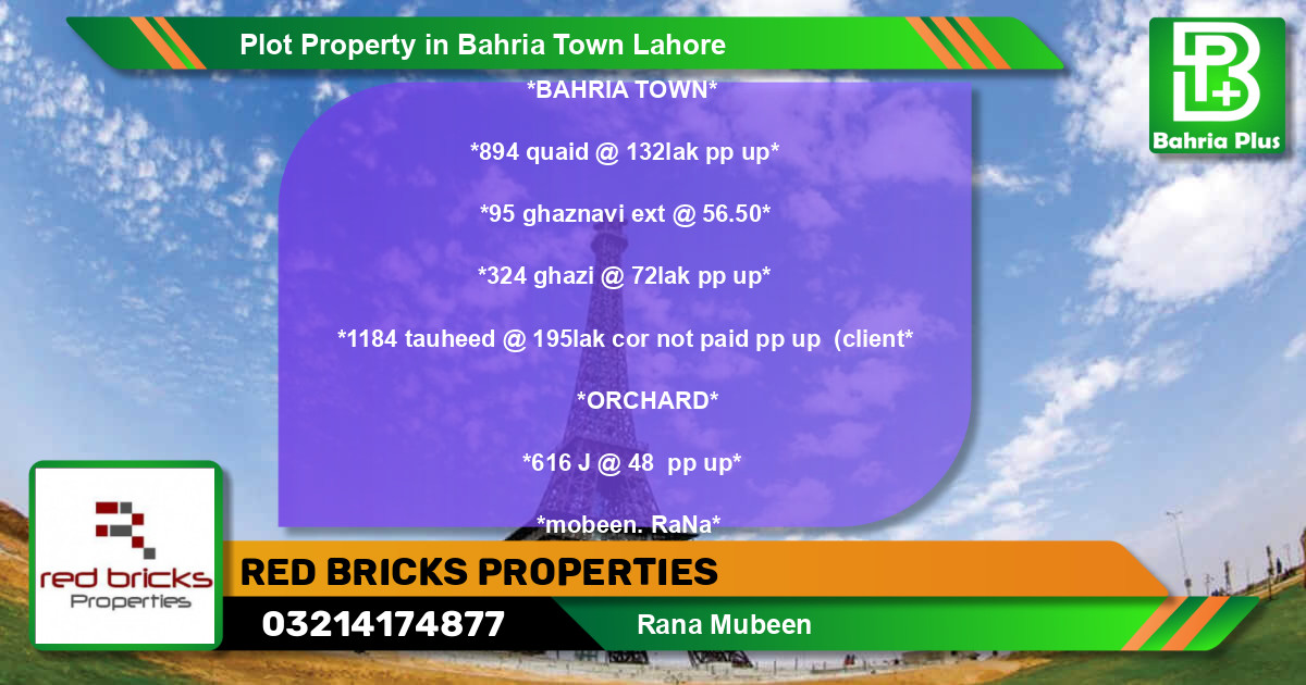 Residential Plot for Sale in Bahria Town, Lahore - (BP-76653)