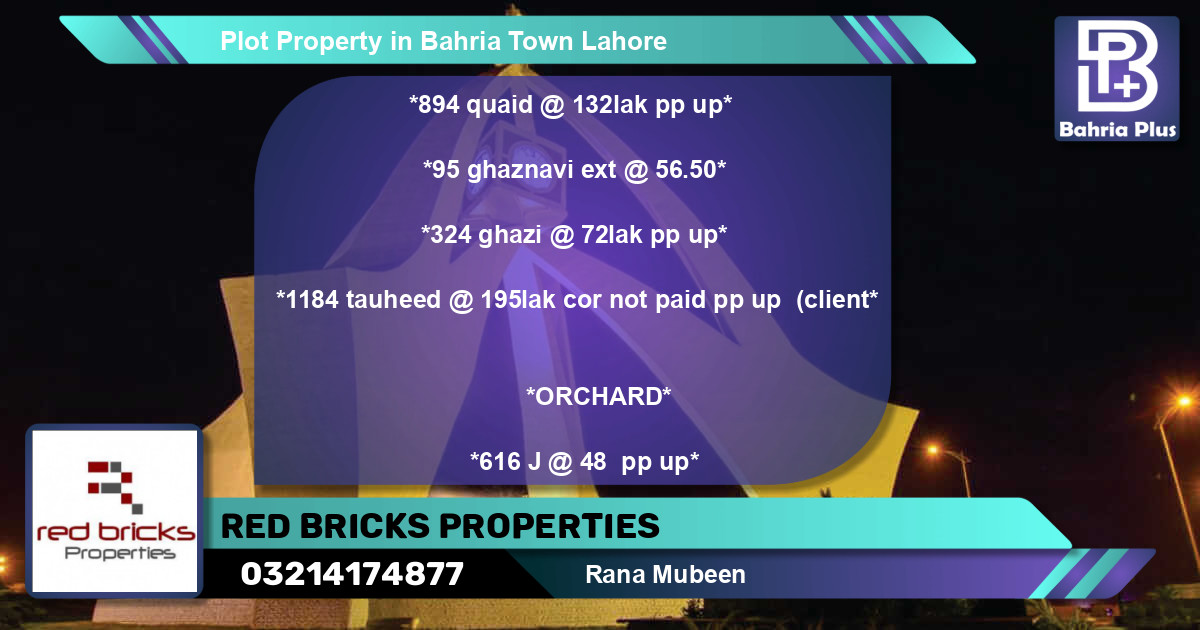 Residential Plot for Sale in Bahria Town, Lahore - (BP-76655)