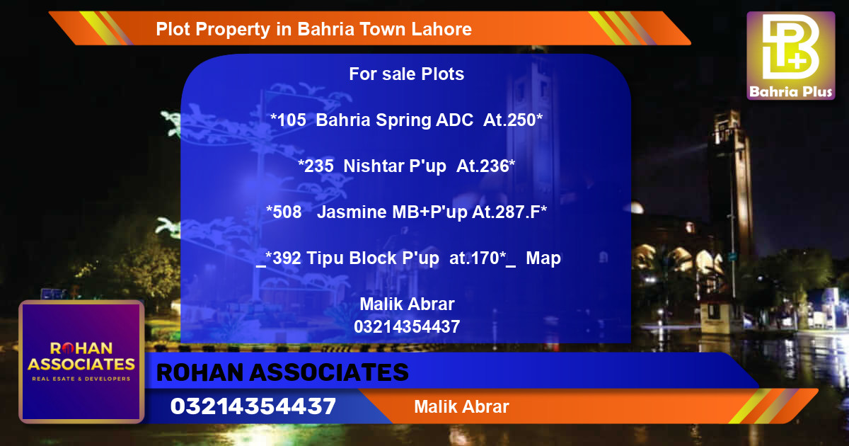Residential Plot for Sale in Bahria Town, Lahore - (BP-76672)