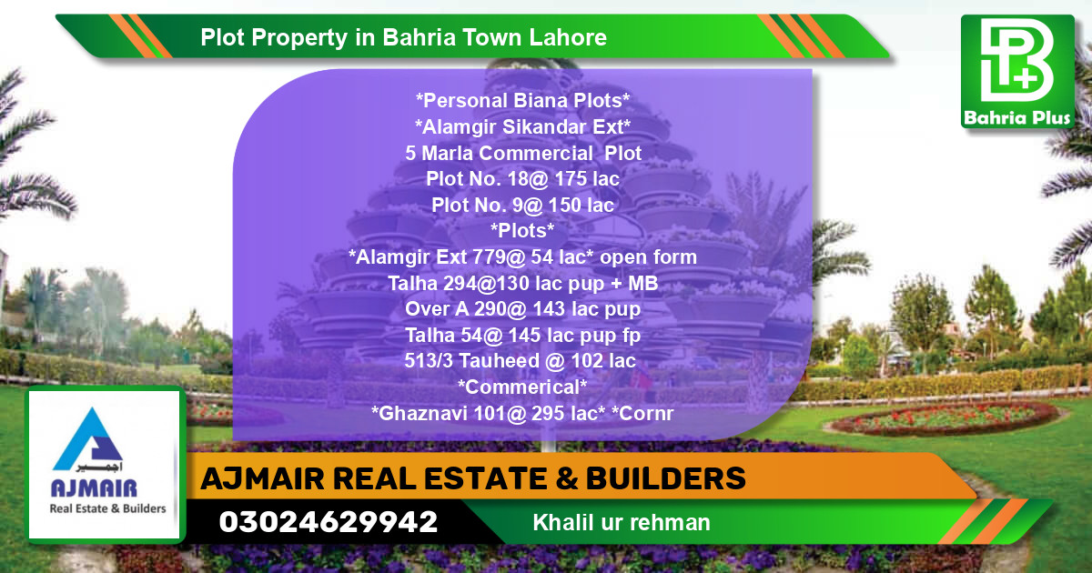 Commercial Plot for Sale in Bahria Town, Lahore - (BP-76698)