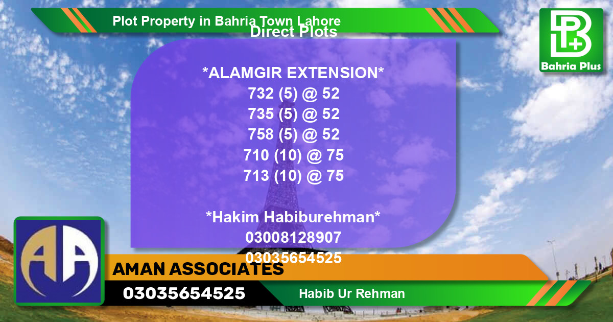 Residential Plot for Sale in Bahria Town, Lahore - (BP-76712)