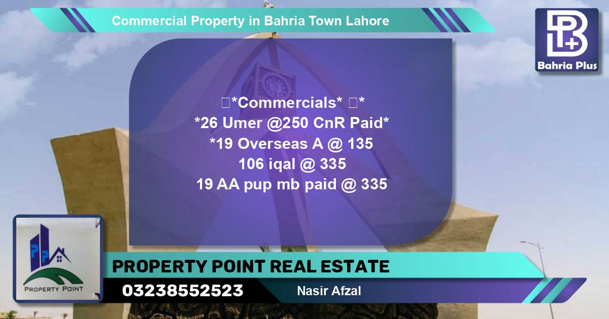 Commercial Property for Sale in Bahria Town, Lahore - (BP-76716)