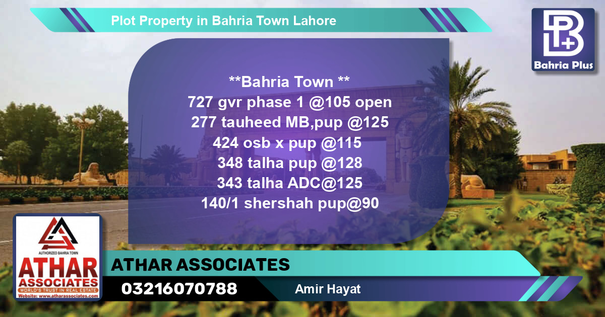 Residential Plot for Sale in Bahria Town, Lahore - (BP-76778)