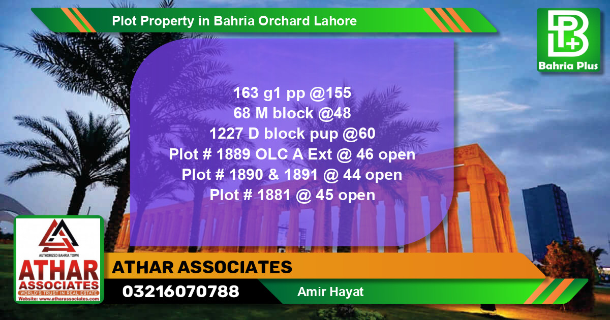 Residential Plot for Sale in Bahria Orchard, Lahore - (BP-76780)
